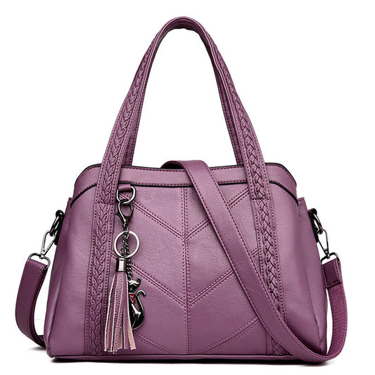 Elegante Damen Lederhandtasche Schwarz - Norvielle