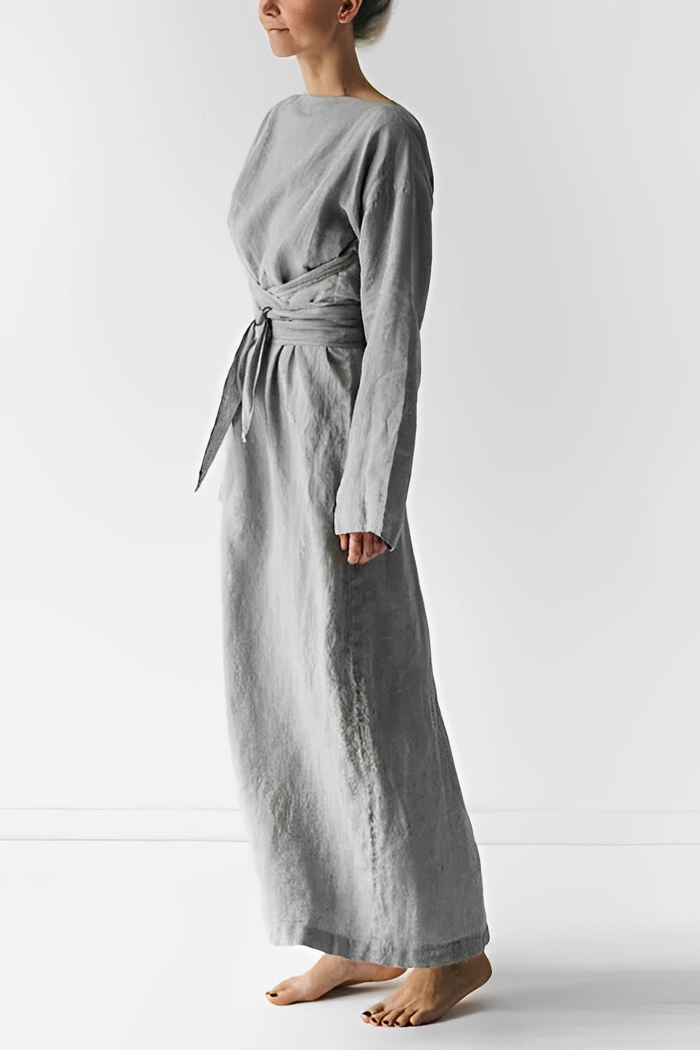 Elarova | Leinen Wickel Maxikleid