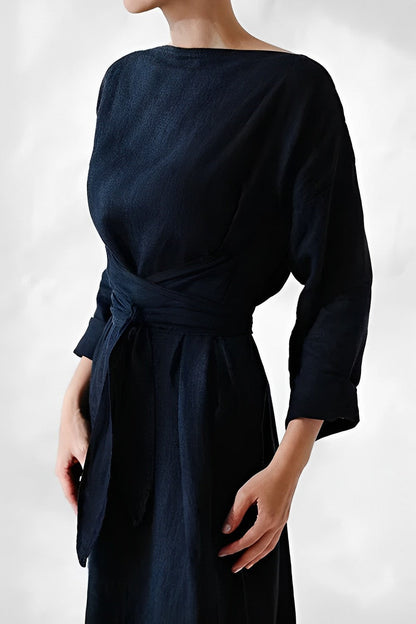 Elarova | Leinen Wickel Maxikleid