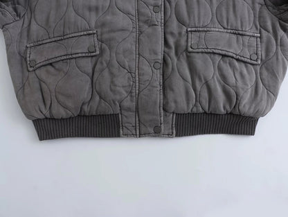 Elarova | Lockere Graue Bomberjacke Für Damen
