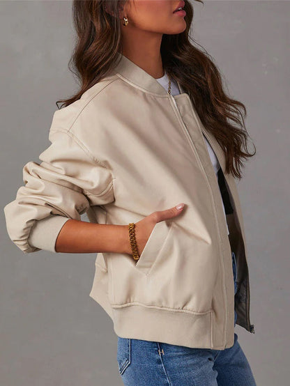 Elarova | Lockere Lederjacke für Damen