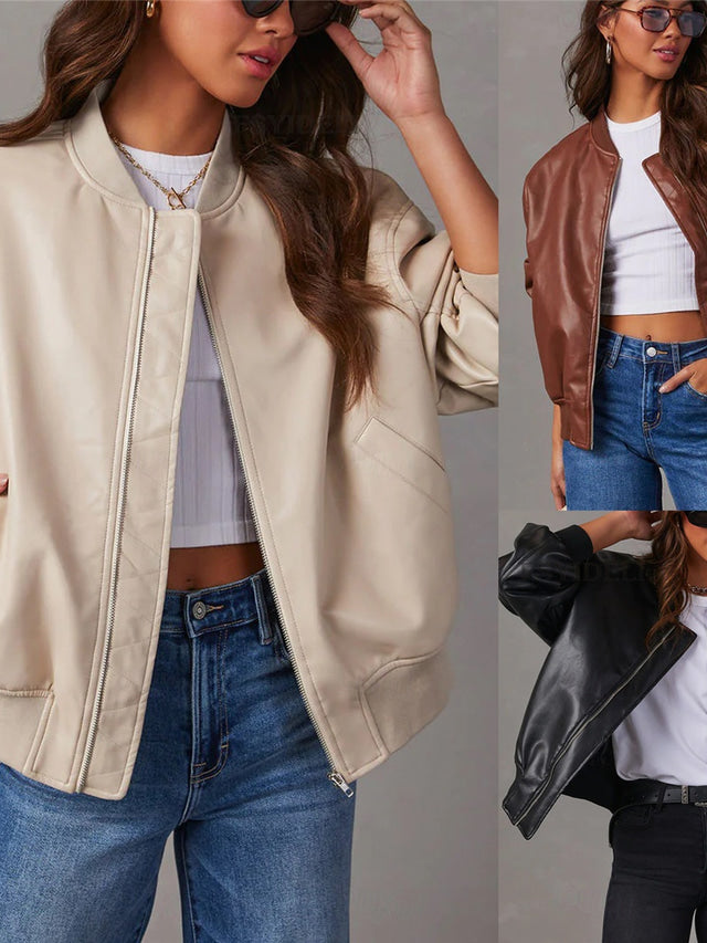 Elarova | Lockere Lederjacke für Damen