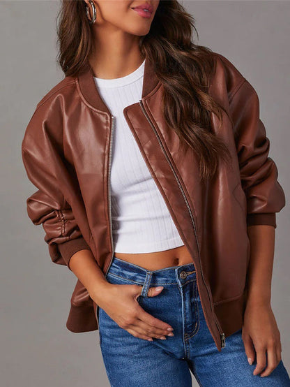 Elarova | Lockere Lederjacke für Damen