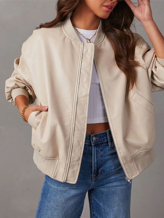Elarova | Lockere Lederjacke für Damen