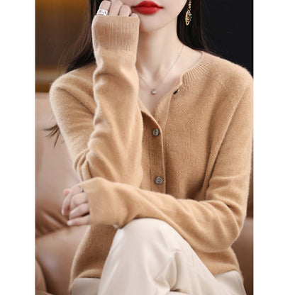 Elarova | Lockerer Damen Cashmere Strickjacke Mit Rundhalsausschnitt Aus Hochwertiger Veganer Wolle