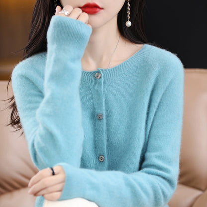 Elarova | Lockerer Damen Cashmere Strickjacke Mit Rundhalsausschnitt Aus Hochwertiger Veganer Wolle