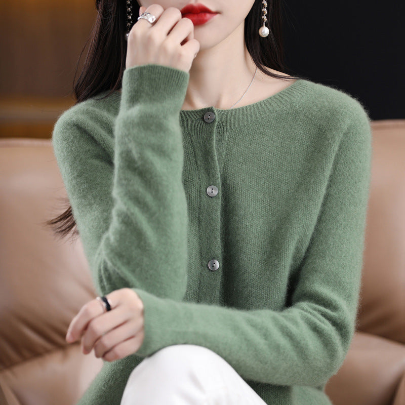 Elarova | Lockerer Damen Cashmere Strickjacke Mit Rundhalsausschnitt Aus Hochwertiger Veganer Wolle