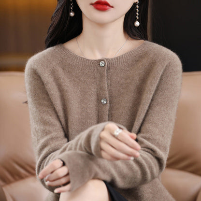 Elarova | Lockerer Damen Cashmere Strickjacke Mit Rundhalsausschnitt Aus Hochwertiger Veganer Wolle