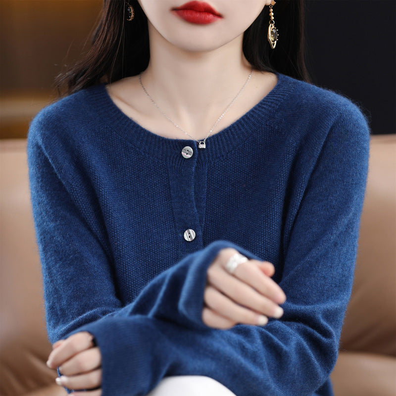 Elarova | Lockerer Damen Cashmere Strickjacke Mit Rundhalsausschnitt Aus Hochwertiger Veganer Wolle