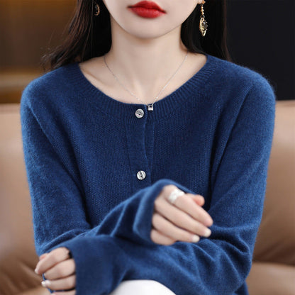 Elarova | Lockerer Damen Cashmere Strickjacke Mit Rundhalsausschnitt Aus Hochwertiger Veganer Wolle