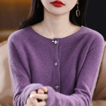 Elarova | Lockerer Damen Cashmere Strickjacke Mit Rundhalsausschnitt Aus Hochwertiger Veganer Wolle