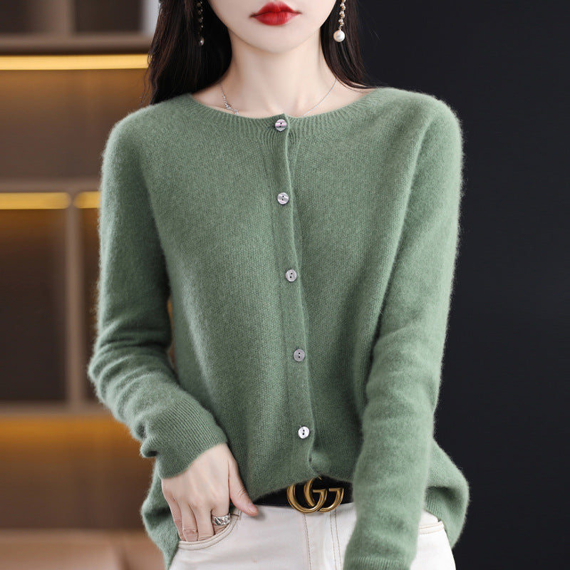Elarova | Lockerer Damen Cashmere Strickjacke Mit Rundhalsausschnitt Aus Hochwertiger Veganer Wolle