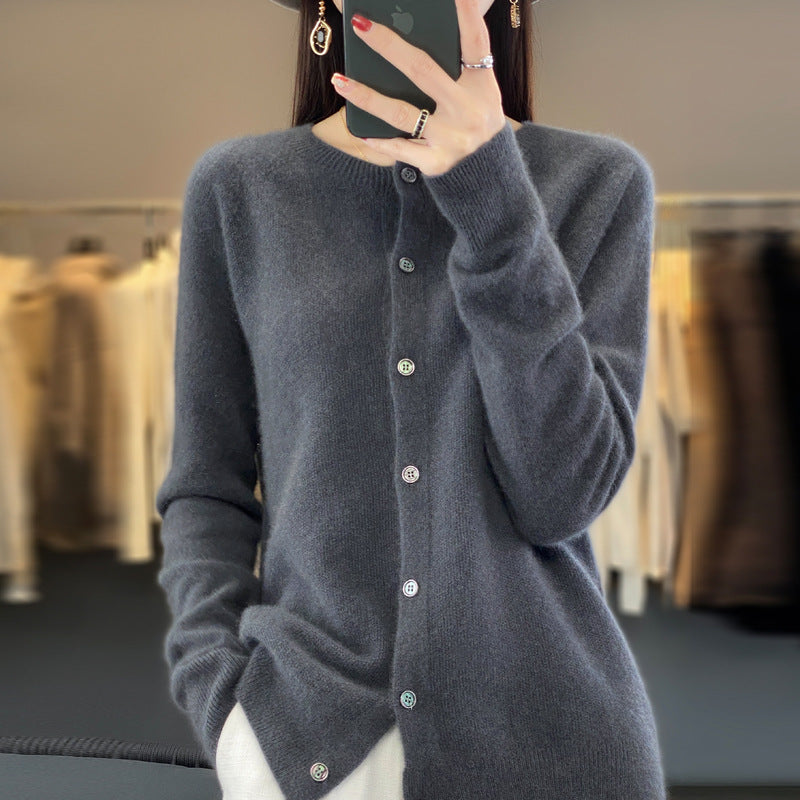 Elarova | Lockerer Damen Cashmere Strickjacke Mit Rundhalsausschnitt Aus Hochwertiger Veganer Wolle