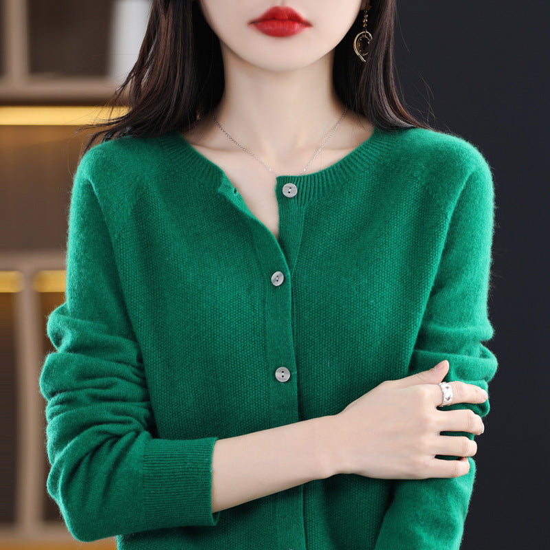 Elarova | Lockerer Damen Cashmere Strickjacke Mit Rundhalsausschnitt Aus Hochwertiger Veganer Wolle