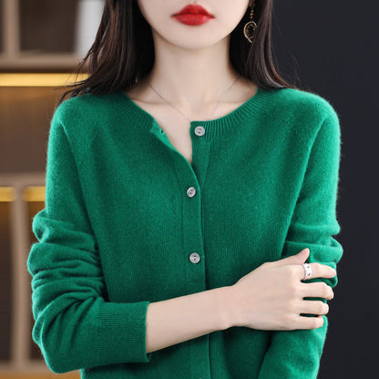 Elarova | Lockerer Damen Cashmere Strickjacke Mit Rundhalsausschnitt Aus Hochwertiger Veganer Wolle