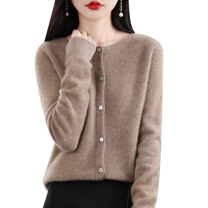 Elarova | Lockerer Damen Cashmere Strickjacke Mit Rundhalsausschnitt Aus Hochwertiger Veganer Wolle