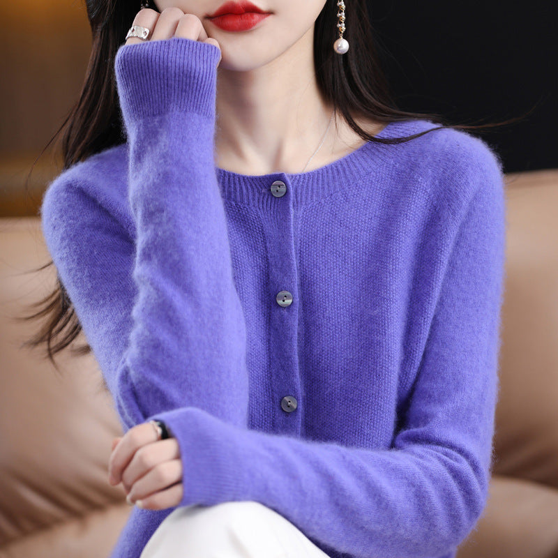Elarova | Lockerer Damen Cashmere Strickjacke Mit Rundhalsausschnitt Aus Hochwertiger Veganer Wolle