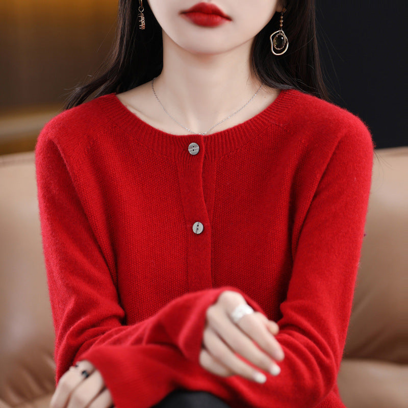 Elarova | Lockerer Damen Cashmere Strickjacke Mit Rundhalsausschnitt Aus Hochwertiger Veganer Wolle