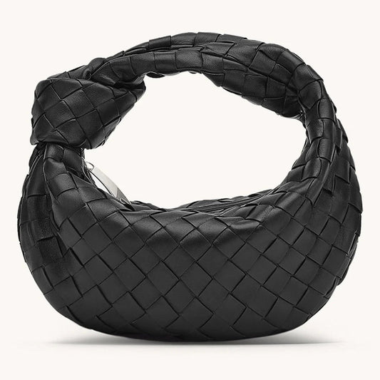 Norvielle Damen Geflochtene Handtasche Mit Knopf Schwarz - Norvielle
