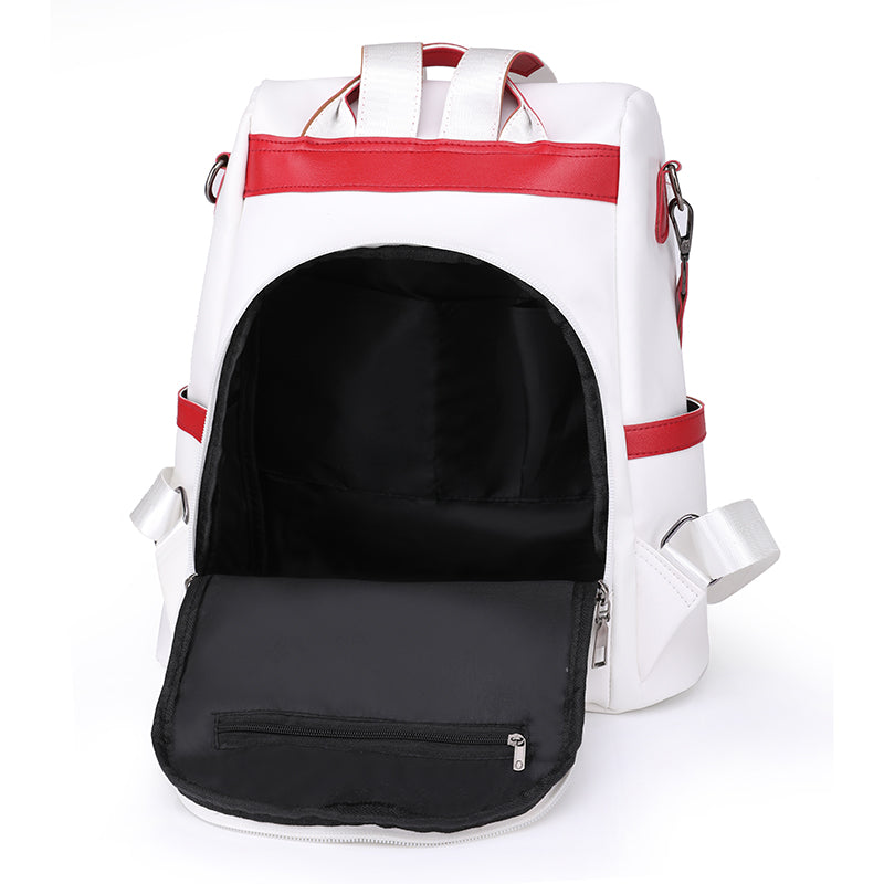 Elarova | Luxus Damen Reise Schwarz Rot Weiß Rucksack