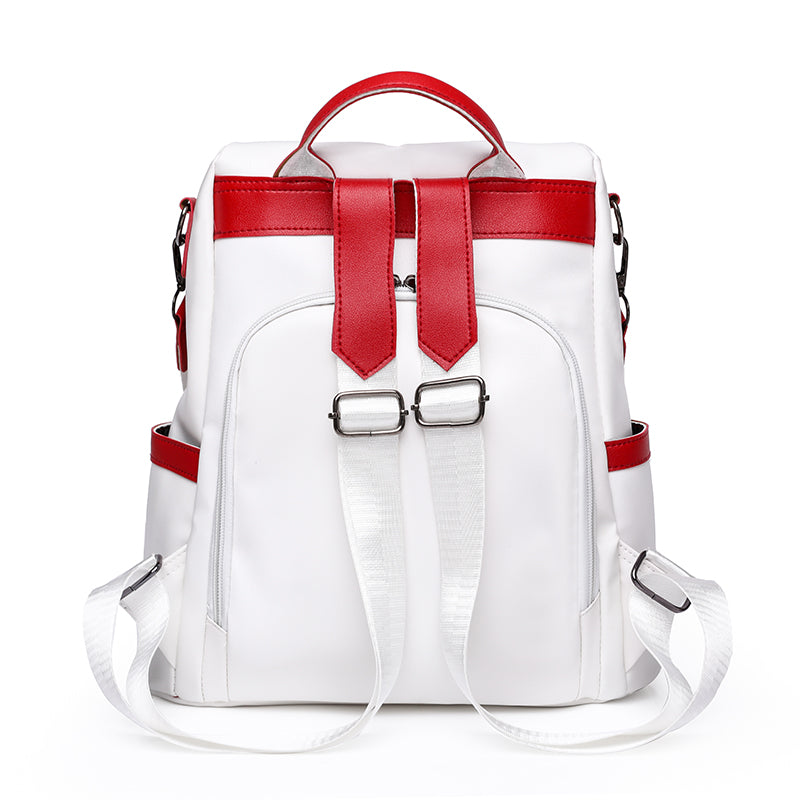 Elarova | Luxus Damen Reise Schwarz Rot Weiß Rucksack