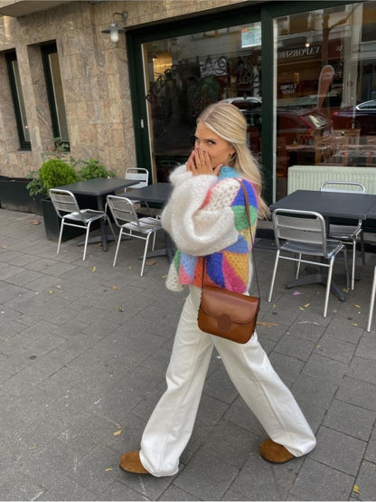 Elarova | Mehrfarbiger Cardigan Für Frauen