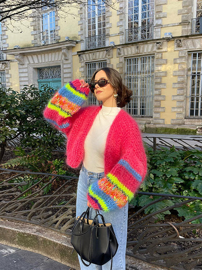 Elarova | Mehrfarbiger Cardigan Für Frauen