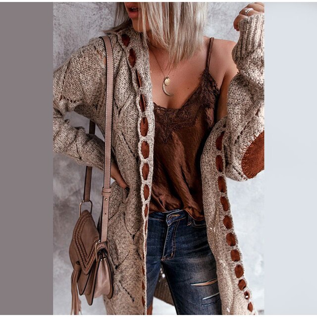 Elarova | Mittellange Kapuzenpullis Strickjacke