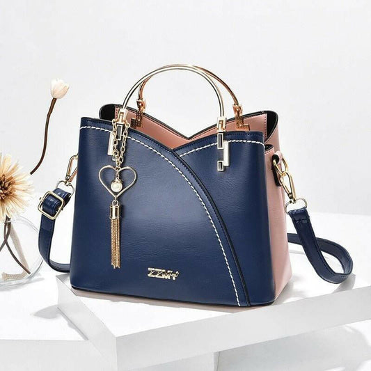 Damen Handtasche Maddalena Elegant Leder Schwarz - Norvielle