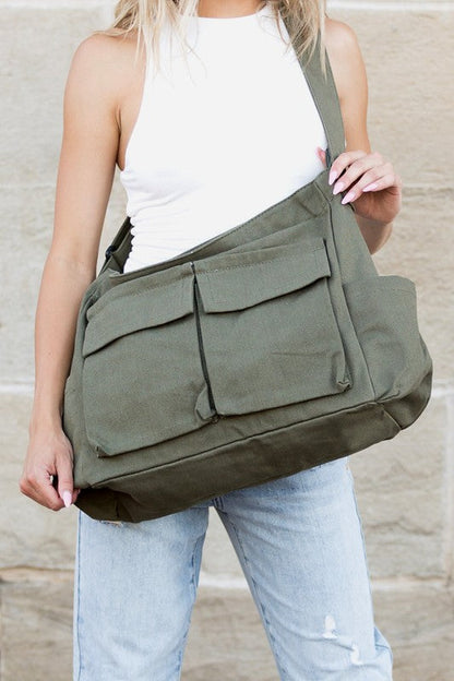 Elarova | Nova Übergröße Canvas Messenger Bag