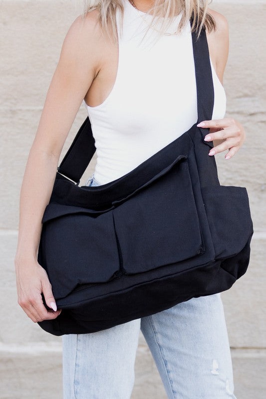 Norvielle Damen Großes Canvas Messenger Bag - Norvielle