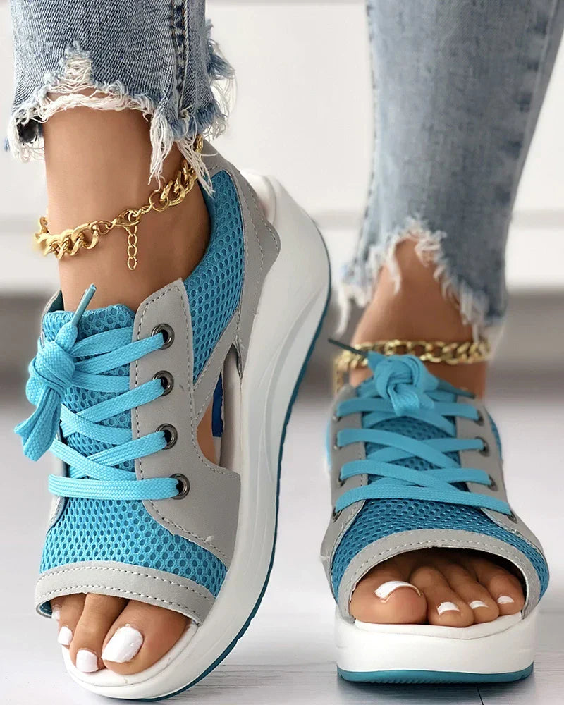 Norvielle Damen Orthopädische Sandalen Mit Ausschnitt Schnürung - Norvielle