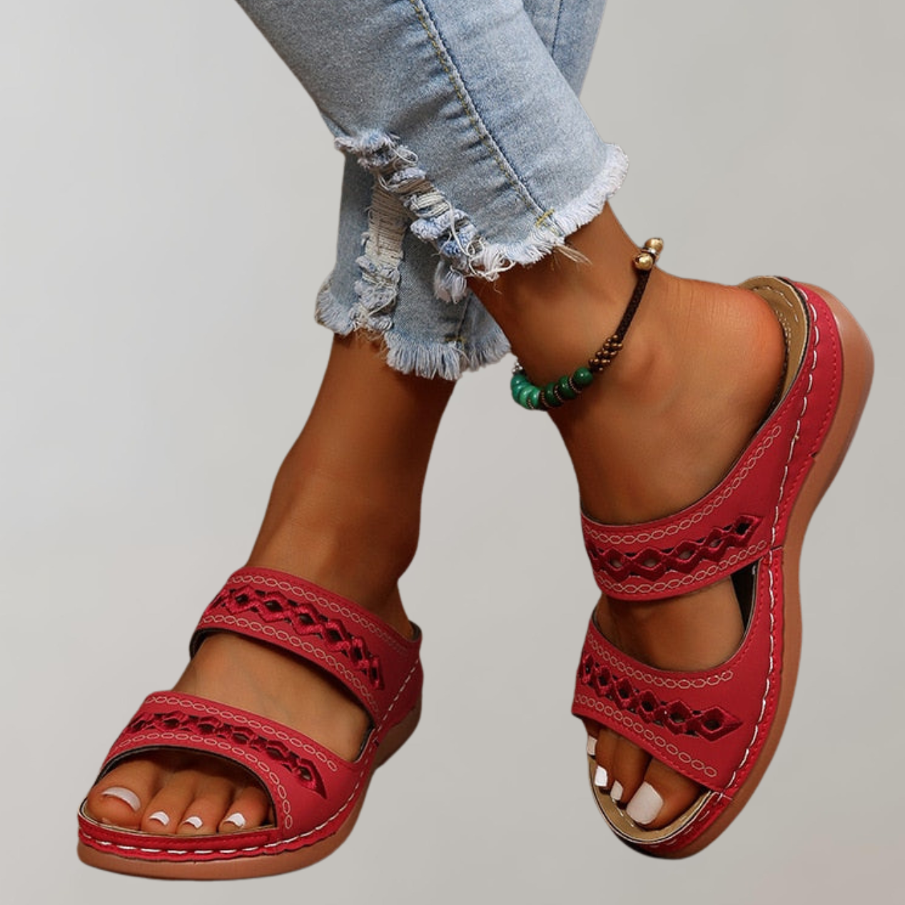 Damen Orthopädische Sandalen Bequem Sommer Schnürsenkel Braun - Norvielle