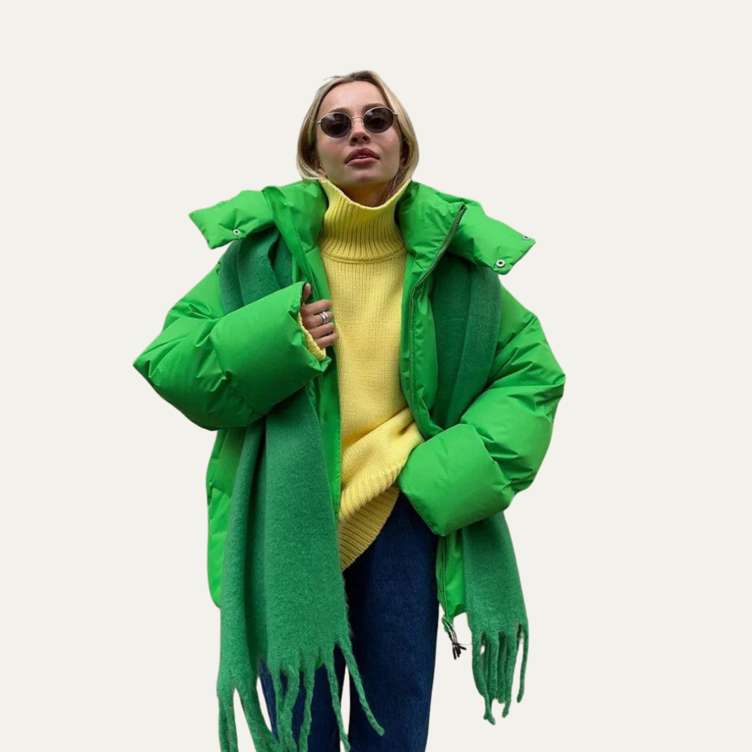 Elarova | Oversized Damen-Steppjacke mit Stehkragen und kurzem Schnitt
