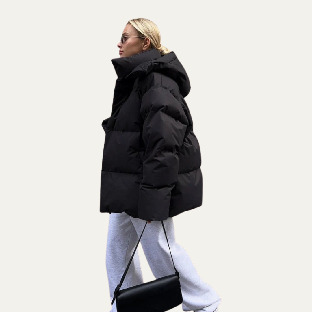 Elarova | Oversized Damen-Steppjacke mit Stehkragen und kurzem Schnitt