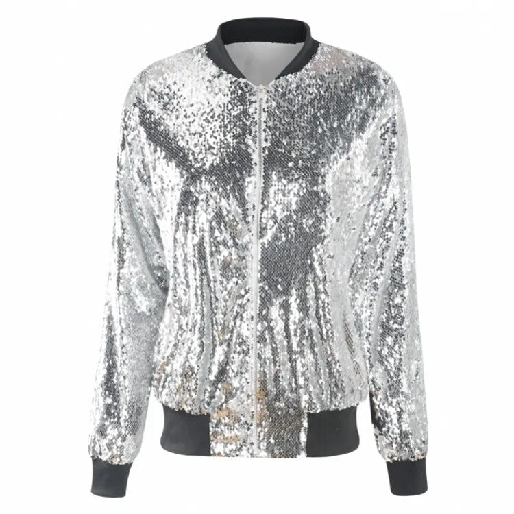Elarova | Paillettenmantel Bomberjacke