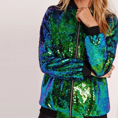 Elarova | Paillettenmantel Bomberjacke