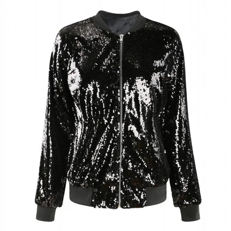 Elarova | Paillettenmantel Bomberjacke