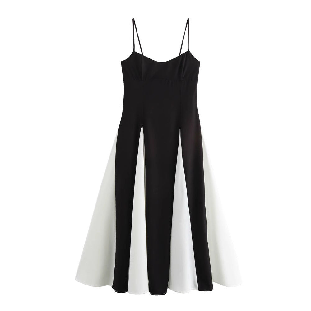 Norvielle Damen Patchwork Trägerkleid Großer Rock - Norvielle