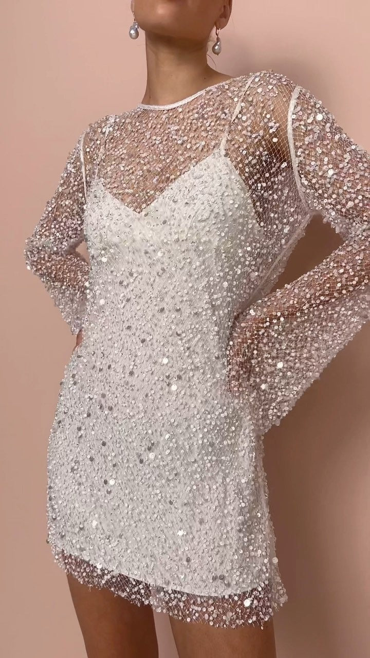 Damen Sling Kleid Set Atmungsaktives Mesh Durchsichtig - Norvielle
