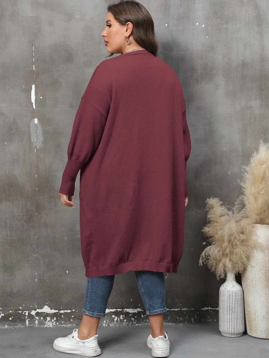 Elarova | Plus Size Langarm Taschen Cardigan