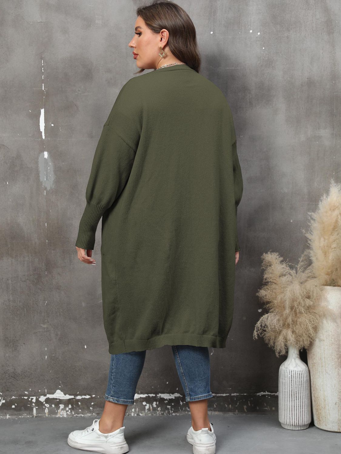 Elarova | Plus Size Langarm Taschen Cardigan