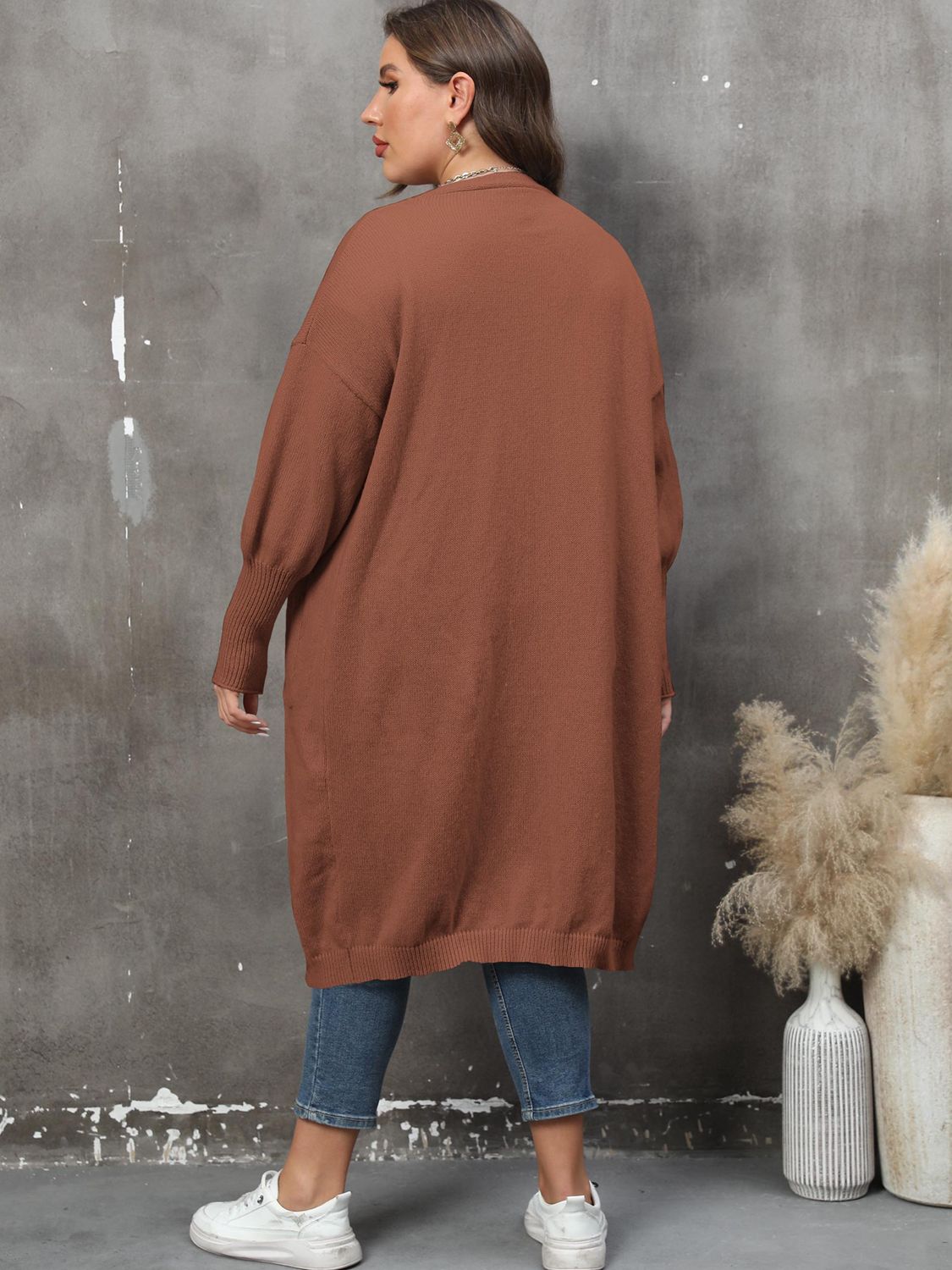 Elarova | Plus Size Langarm Taschen Cardigan