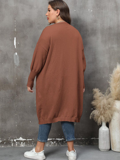 Elarova | Plus Size Langarm Taschen Cardigan