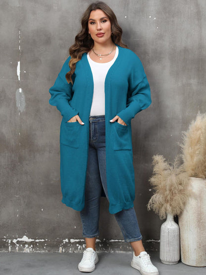 Elarova | Plus Size Langarm Taschen Cardigan