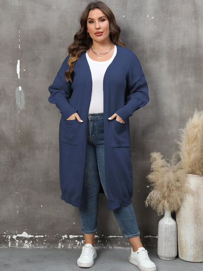 Elarova | Plus Size Langarm Taschen Cardigan