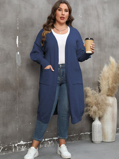 Elarova | Plus Size Langarm Taschen Cardigan