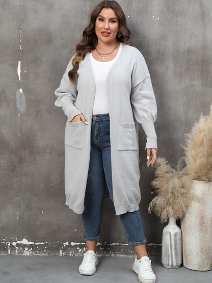 Elarova | Plus Size Langarm Taschen Cardigan