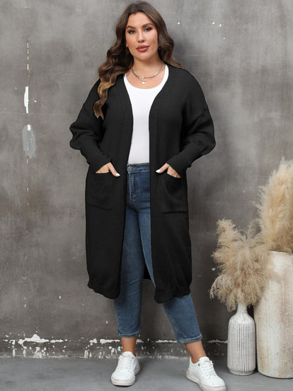 Elarova | Plus Size Langarm Taschen Cardigan