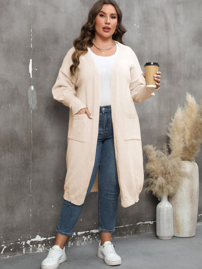 Elarova | Plus Size Langarm Taschen Cardigan